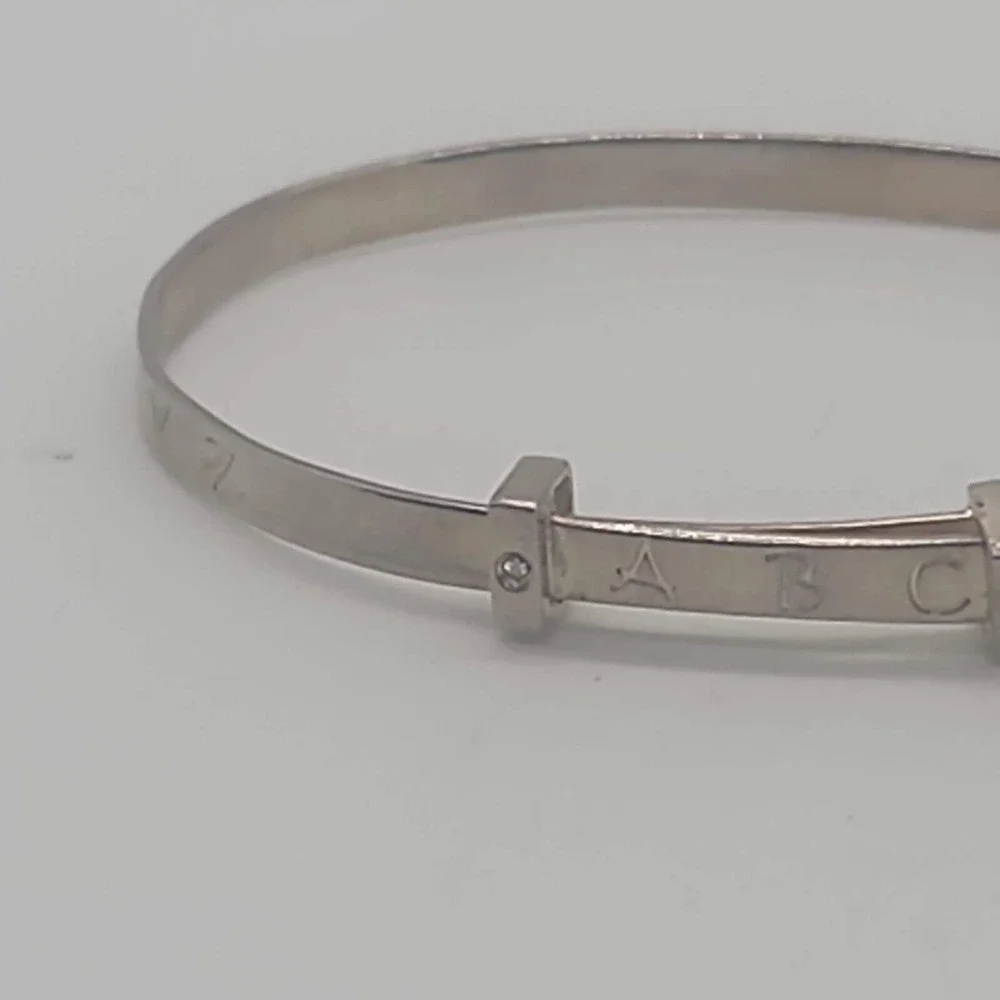 Sterling silver 925 w/ diamond accent Alphabet Baby bracelet‎ gift